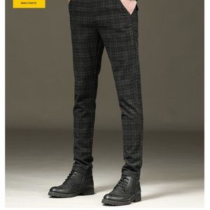 Men's trousers plaid slim trousers men